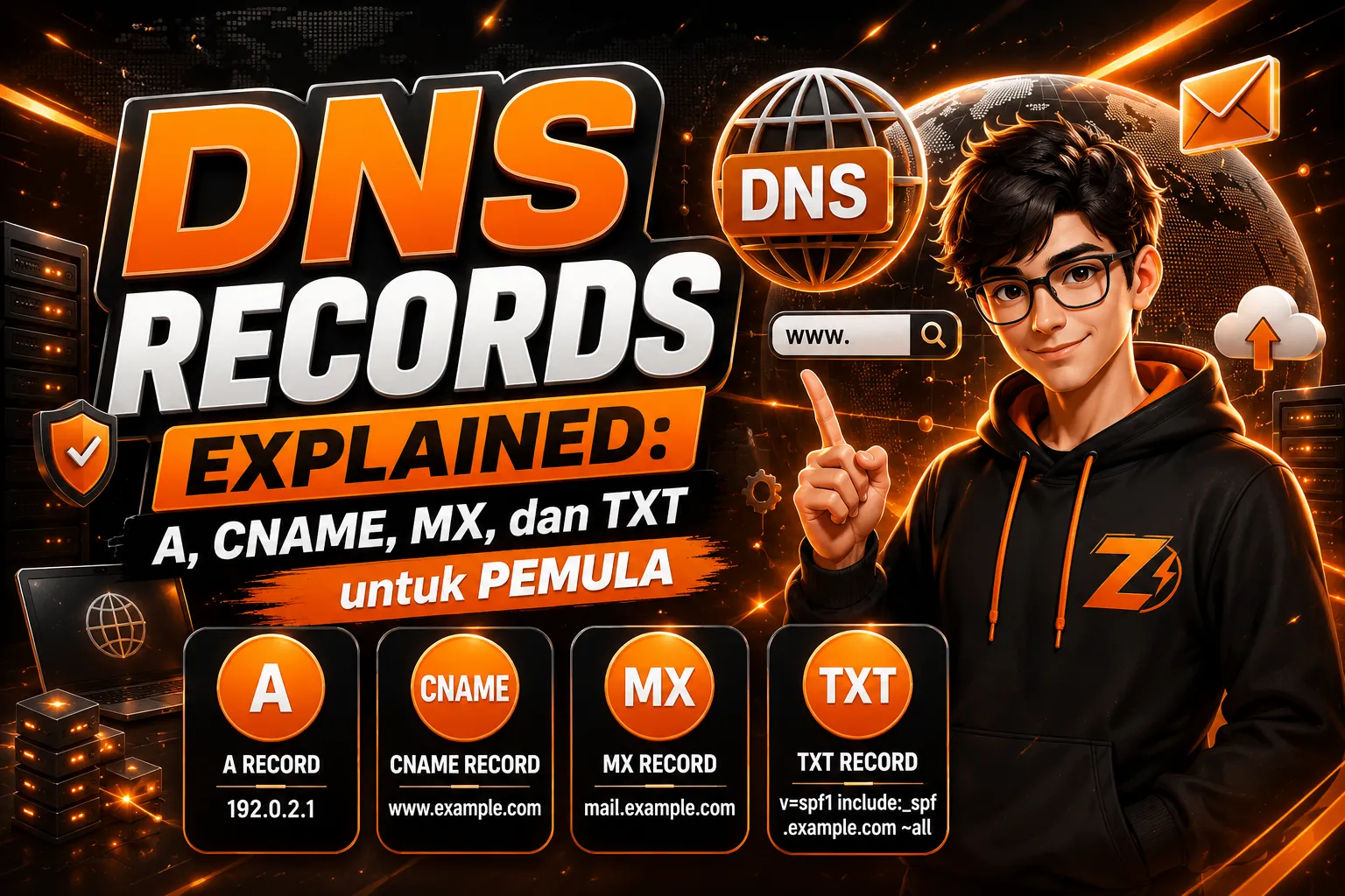 DNS Records Explained: A, CNAME, MX, dan TXT untuk Pemula